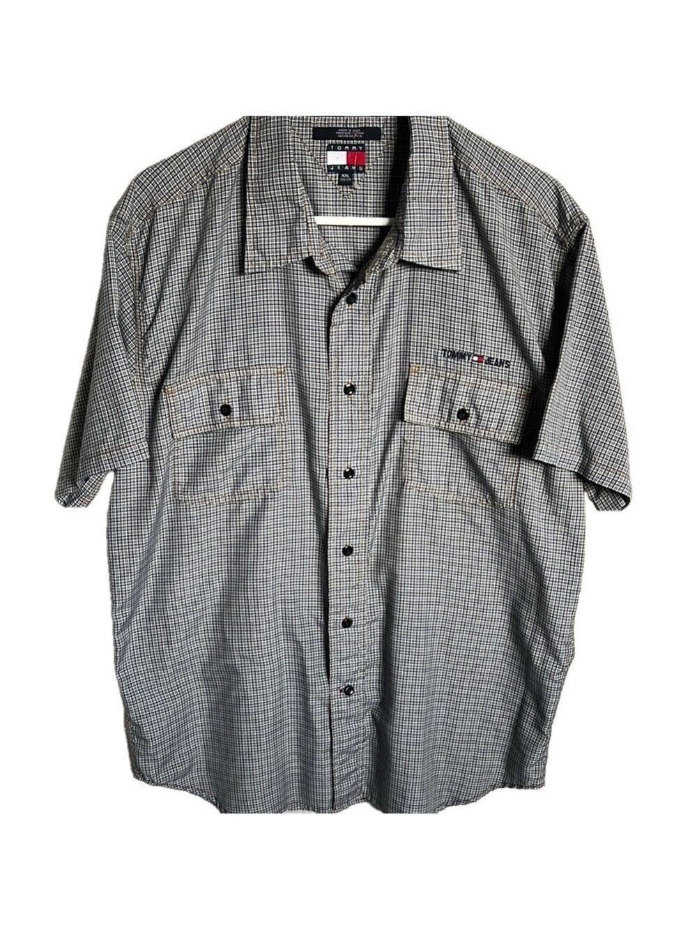Tommy Jeans Blue and White Casual Button Down Shirt